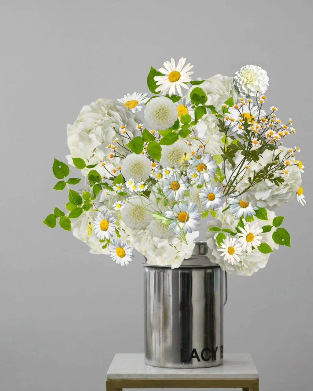A bouquet arranged on the Bouquet Builder canvas